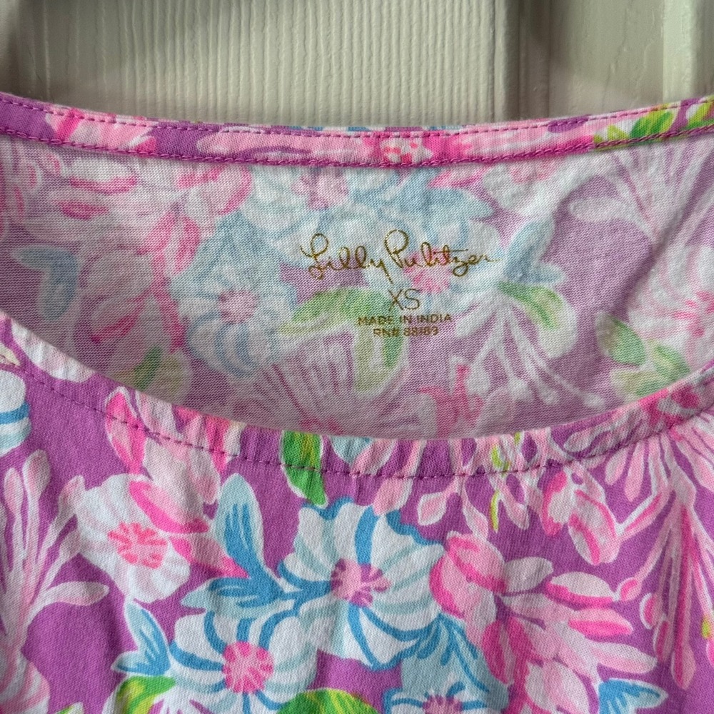 Lilly Pulitzer Jodee Dress Amethyst Moms the Word XS Flare Tiered Swing Dress - Picture 2 of 6